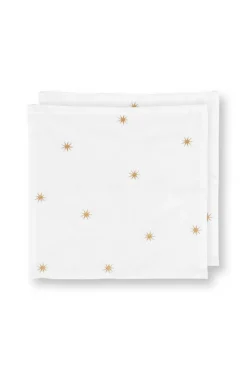 Keittiötekstiilit^Pip Studio lautasliina Embroidery Stars Gold 40x40 cm 2kpl