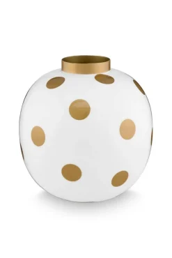 Maljakot Ja Ruukut^Pip Studio maljakko Metal Dots 23 cm White-Gold
