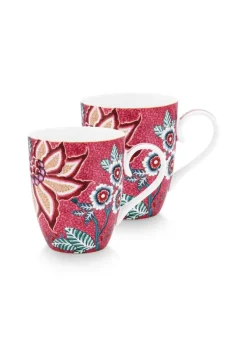 Astiat^Pip Studio muki Flower Festival 350 ml 2 kpl Dark Pink