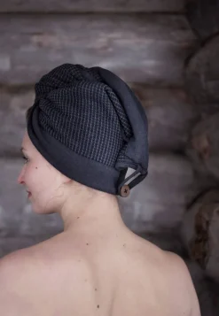 Kylpyhuone- Ja Saunatekstiilit|Kylpyhuone- Ja Saunatekstiilit^Rento hiuspyyhe Kenno 30x72 cm musta/harmaa