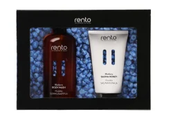 Kylpyhuonetarvikkeet|Ihonhoito^Rento lahjapakkaus suihkusaippua & saunahunaja Mustikka