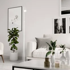 Sisustusvalaisimet^Sessak lattiavalaisin Everly valkoinen