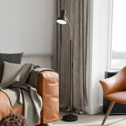 Sisustusvalaisimet^Sessak lattiavalaisin Royal musta/messinki