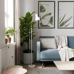 Sisustusvalaisimet^Sessak lattiavalaisin Royal valkoinen/messinki