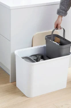 Paperikorit Ja Roska-Astiat^Smartstore Collect lajitteluastiasetti vanerikannella 76 L valkoinen