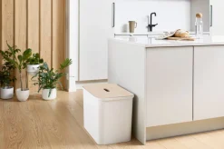 Paperikorit Ja Roska-Astiat^Smartstore Collect lajitteluastiasetti vanerikannella 76 L valkoinen