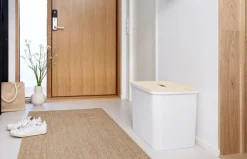 Paperikorit Ja Roska-Astiat^Smartstore Collect lajitteluastiasetti vanerikannella 76 L valkoinen