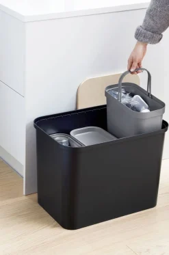 Paperikorit Ja Roska-Astiat^Smartstore Collect lajitteluastiasetti vanerikannella 76 L musta