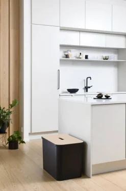 Paperikorit Ja Roska-Astiat^Smartstore Collect lajitteluastiasetti vanerikannella 76 L musta