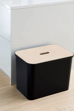 Paperikorit Ja Roska-Astiat^Smartstore Collect lajitteluastia vanerikannella 76 L musta