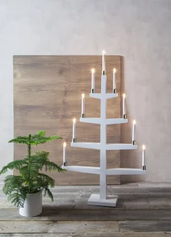 Koriste- Ja Kausivalot^Star Trading 9-haarainen kynttelikkö Tall valkoinen