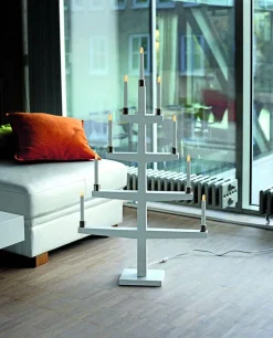 Koriste- Ja Kausivalot^Star Trading 9-haarainen kynttelikkö Tall valkoinen