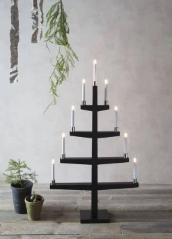 Koriste- Ja Kausivalot^Star Trading 9-haarainen kynttelikkö Tall musta