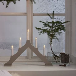 Koriste- Ja Kausivalot^Star Trading kynttelikkö Alma 5 l  beige