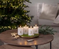 Koriste- Ja Kausivalot^Star Trading LED-kynttilä Flamme Advent valkoinen 4 kpl