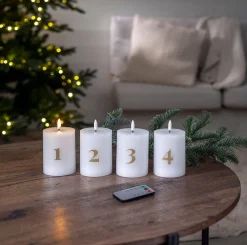 Koriste- Ja Kausivalot^Star Trading LED-kynttilä Flamme Advent valkoinen 4 kpl