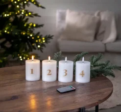 Koriste- Ja Kausivalot^Star Trading LED-kynttilä Flamme Advent valkoinen 4 kpl
