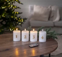 Koriste- Ja Kausivalot^Star Trading LED-kynttilä Flamme Advent valkoinen 4 kpl