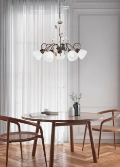 Sisustusvalaisimet^Trio Lighting kattokruunu Traditio 5-os E14 rustiikki