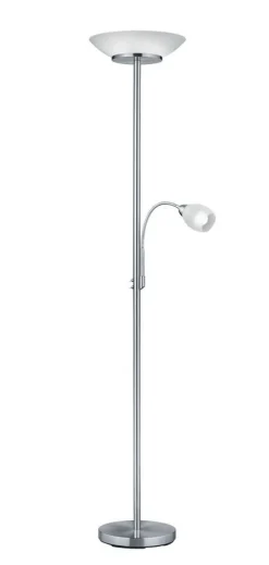 Sisustusvalaisimet^Trio Lighting lattiavalaisin Gerry E27+E14 harjattu teräs