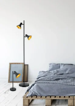 Sisustusvalaisimet^Trio Lighting lattiavalaisin Nina 2xE14 musta