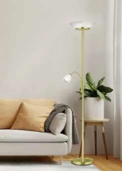 Sisustusvalaisimet^Trio Lighting lattiavalaisin Gerry E27+E14 mattamessinki