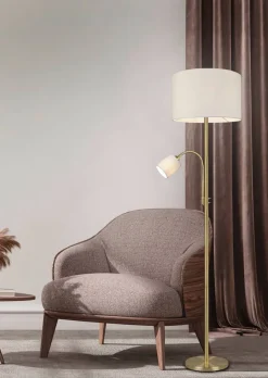 Sisustusvalaisimet^Trio Lighting lattiavalaisin Hotel E27+E14 mattamessinki