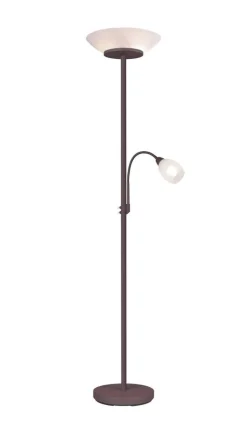 Sisustusvalaisimet^Trio Lighting lattiavalaisin Gerry E27+E14 rustiikki