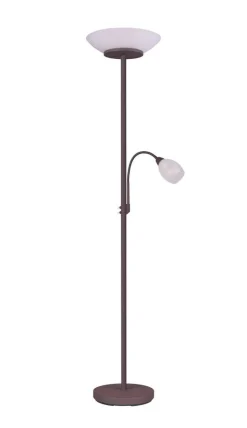 Sisustusvalaisimet^Trio Lighting lattiavalaisin Gerry E27+E14 rustiikki