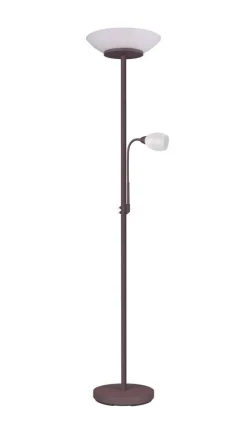 Sisustusvalaisimet^Trio Lighting lattiavalaisin Gerry E27+E14 rustiikki