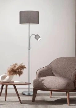 Sisustusvalaisimet^Trio Lighting lattiavalaisin Hotel E27+E14 harmaa