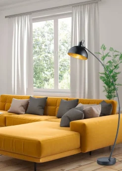 Sisustusvalaisimet^Trio Lighting lattiavalaisin Recife E27 musta/kulta