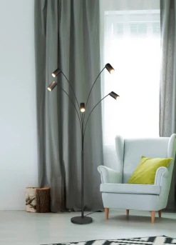 Sisustusvalaisimet^Trio Lighting lattiavalaisin Marley 5-os GU10 mattamusta