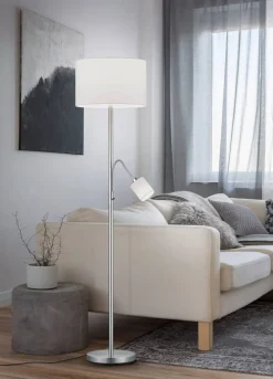 Sisustusvalaisimet^Trio Lighting lattiavalaisin Hotel E27+E14 valkoinen