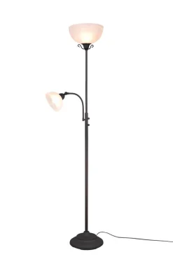 Sisustusvalaisimet^Trio Lighting lattiavalaisin Country E27+E14 rustiikki