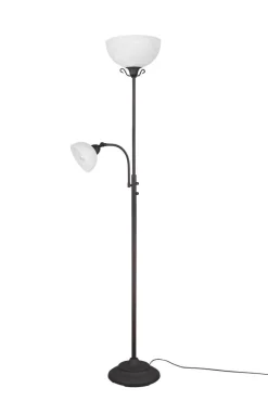 Sisustusvalaisimet^Trio Lighting lattiavalaisin Country E27+E14 rustiikki