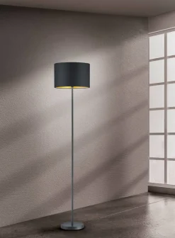 Sisustusvalaisimet^Trio Lighting lattiavalaisin Hostel E27 mattamusta/kulta