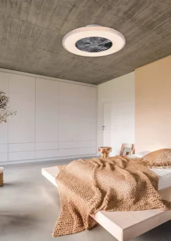 Sisustusvalaisimet^Trio Lighting LED kattotuuletin Harstad kromi starlight