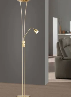 Sisustusvalaisimet^Trio Lighting LED lattiavalaisin Arizona uplighter messinki