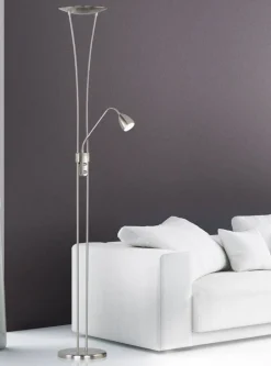 Sisustusvalaisimet^Trio Lighting LED lattiavalaisin Arizona uplighter harjattu