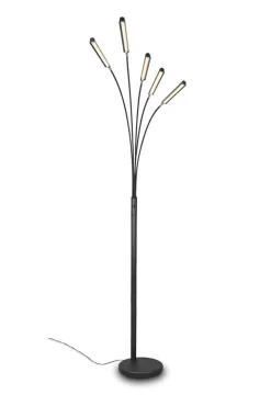 Sisustusvalaisimet^Trio Lighting LED lattiavalaisin Reed mattamusta