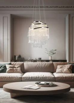 Sisustusvalaisimet^Trio Lighting LED riippuvalaisin Pomp 38 cm kromi/kirkas