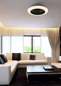 Sisustusvalaisimet^Trio Lighting LED tuuletinkattovalaisin Stralsund mattamusta