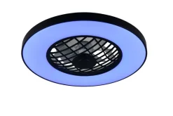 Sisustusvalaisimet^Trio Lighting LED tuuletinkattovalaisin Linköping musta RGB