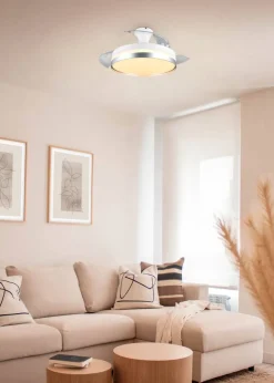 Sisustusvalaisimet^Trio Lighting LED tuuletinkattovalaisin Lindberg titaani sta