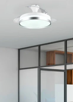 Sisustusvalaisimet^Trio Lighting LED tuuletinkattovalaisin Lindberg titaani sta