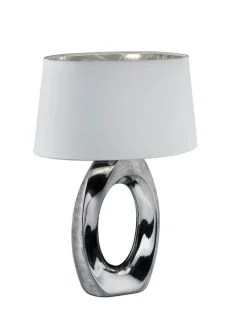 Sisustusvalaisimet^Trio Lighting pöytävalaisin Taba 52 cm E27 hopea/valkoinen