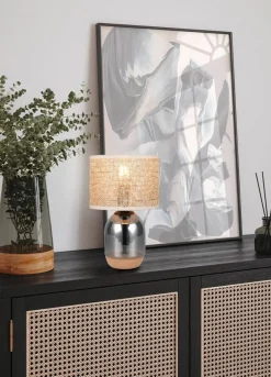 Sisustusvalaisimet^Trio Lighting pöytävalaisin Tara 33 cm E27 beige/kromattu