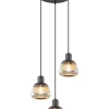 Sisustusvalaisimet^Trio Lighting riippuvalaisin Tarifa 3-os E27 mattamusta/krom
