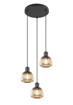 Sisustusvalaisimet^Trio Lighting riippuvalaisin Tarifa 3-os E27 mattamusta/krom